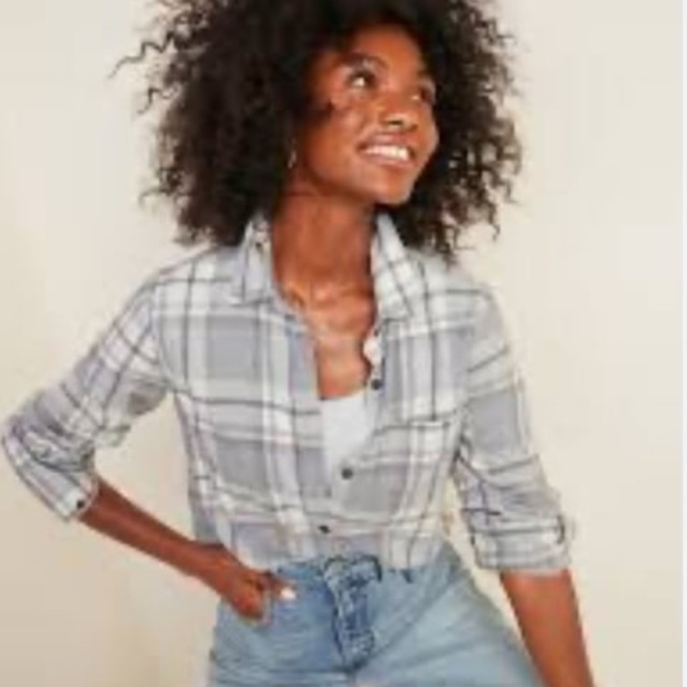 OLD NAVY Women Classic Fit Soft Flannel Buttons Down Shirt | L